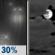 Tuesday Night: Chance Light Rain then Mostly Cloudy