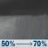 Thursday Night: Rain showers likely. Mostly cloudy, with a low around 40. Northwest wind 0 to 10 mph. Chance of precipitation is 70%. Thursday Night: Rain Showers Likely