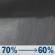 Tonight: A chance of rain showers. Cloudy, with a low around 39. South wind 0 to 5 mph. Chance of precipitation is 70%. Tonight: Chance Rain Showers