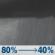 Thursday Night: Rain showers. Cloudy, with a low around 40. Thursday Night: Rain Showers